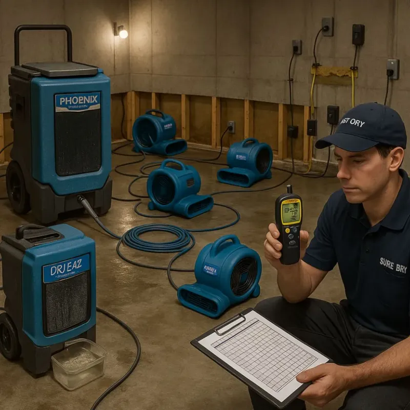 Structural Drying and Dehumidification process in Pownal, VT
